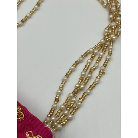 PINK Gold Clutch Silk Bag Boho Formal/POTLI /Purse Applique Beaded SEE ALL - Picture 7 of 16